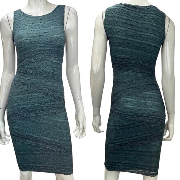 Bailey 44 ANTHROPOLOGIE Lace Tiered Column Bandage Dress Dark Teal-Gray Sz Small - Picture 2 of 5